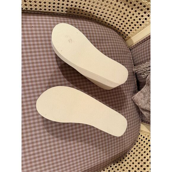 White Wedge Flip Flops with Rhinestone Embellishment - Picture 5 of 6